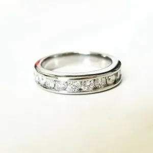 0.60 CT Diamond Wedding Band G Color SI1 Clarity 14k White Gold Natural Round