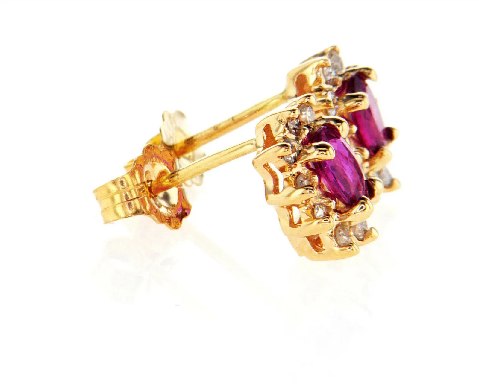 0.60 CT Natural Red Color Ruby Oval Cut Diamond Stud Earrings GAL Certified