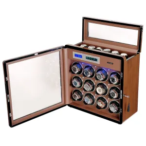 12 6 Pieces Watch Winder in Walnut Wooden Finish, LUKDOF