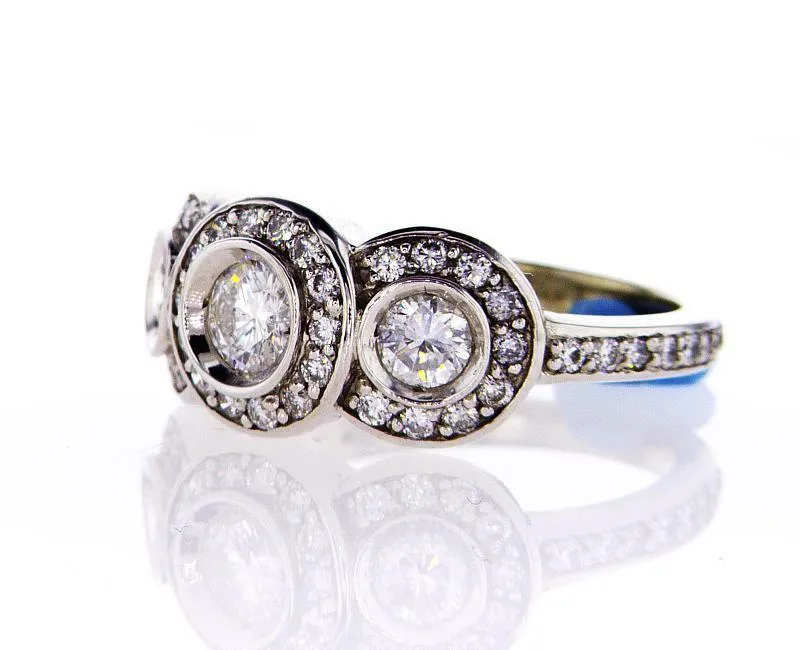 1.20 CT G/ SI1 Natural Diamond Ring 3 Stones 14k Gold Round Cut Brilliant Size 7