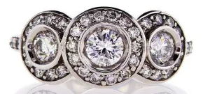 1.20 CT G/ SI1 Natural Diamond Ring 3 Stones 14k Gold Round Cut Brilliant Size 7