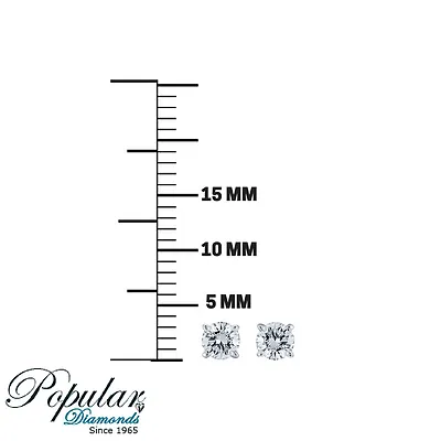 1/3 CT Diamond Studs Earrings 14k White Gold Push Back Natural Round Cut 3.9MM