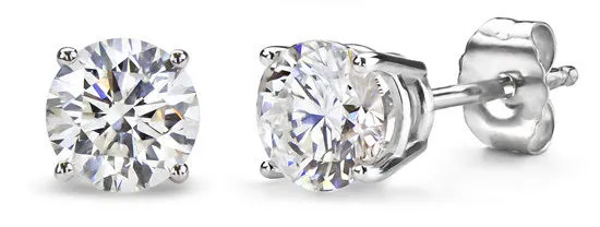 1/3 CT Diamond Studs Earrings 14k White Gold Push Back Natural Round Cut 3.9MM