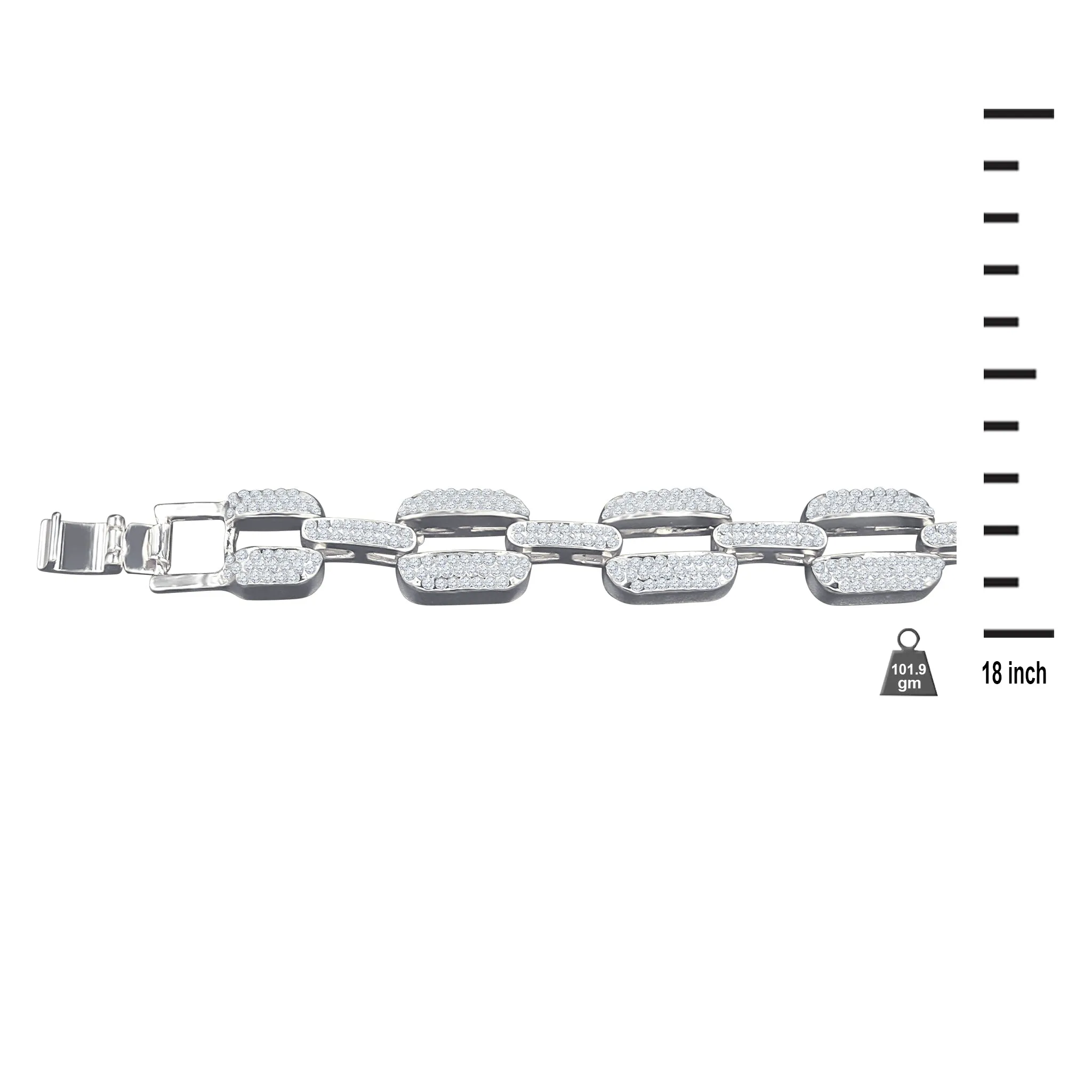 14 MM CURB LINK Silver Color Solid Crystal Chain | 970841