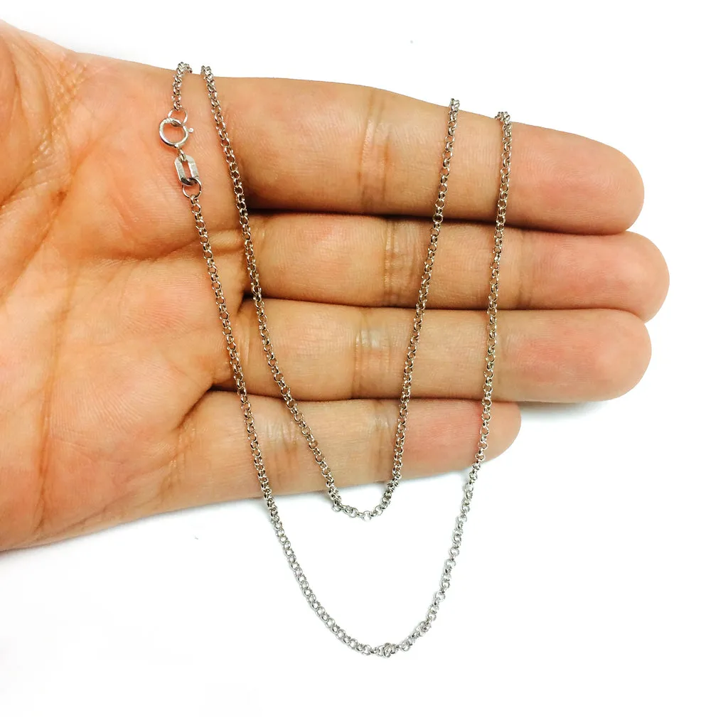 14K White Gold 1.9MM Round Rolo Link Chains For Women Men