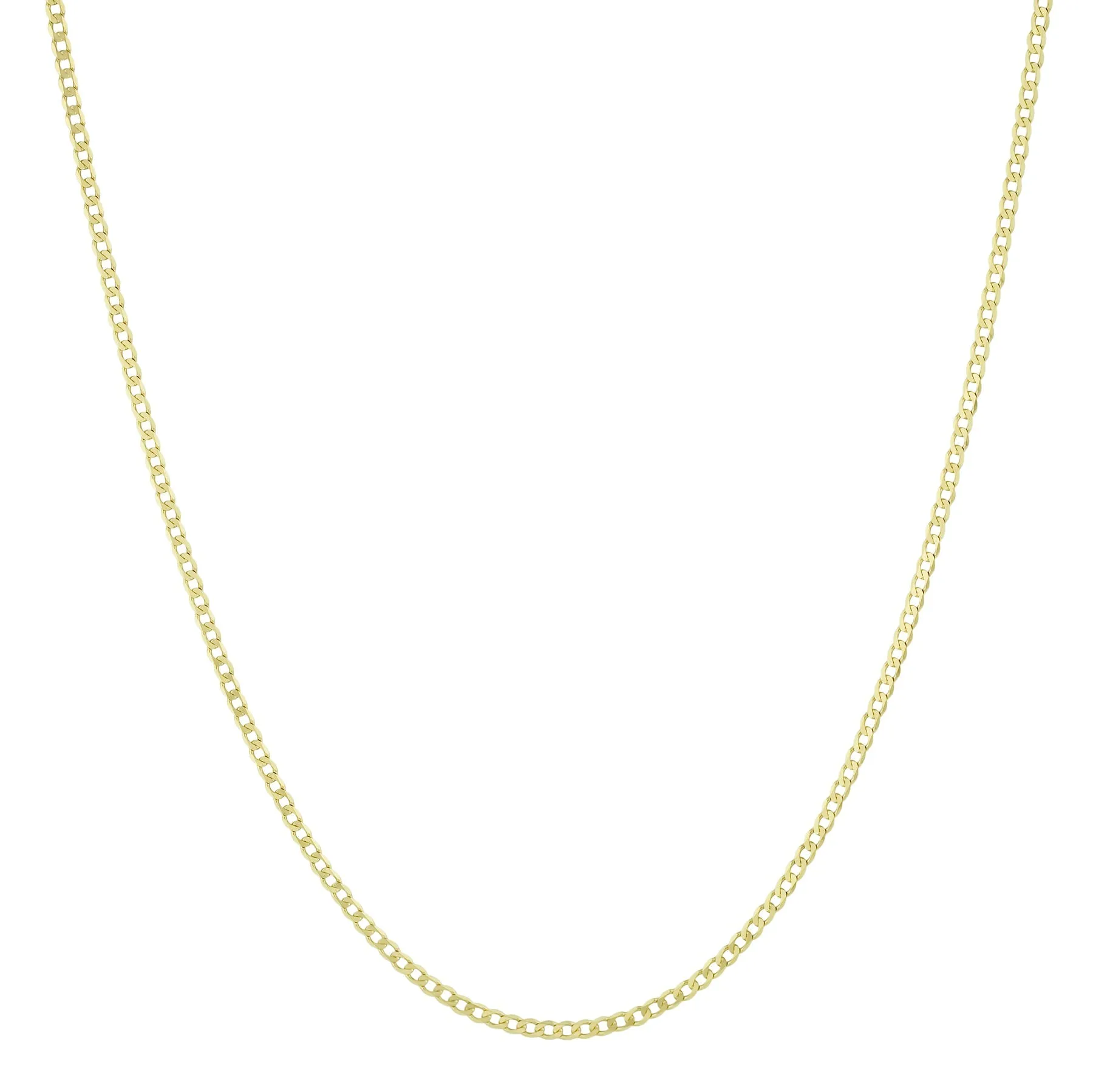 14K Yellow Gold 2.5MM Solid Cuban Curb Link Chain
