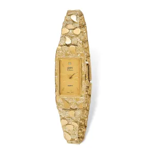 14k Yellow Gold Ladies Rectangular Nugget Watch