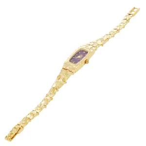 14k Yellow Gold Nugget Watch Link Guadalupe Geneve Watch 7"-7.5" 25.7 grams