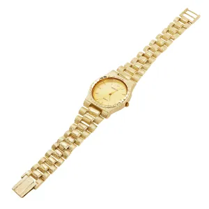 14k Yellow Gold Watch Link Band Geneve Diamond Wrist Watch 6.5" - 8.5"
