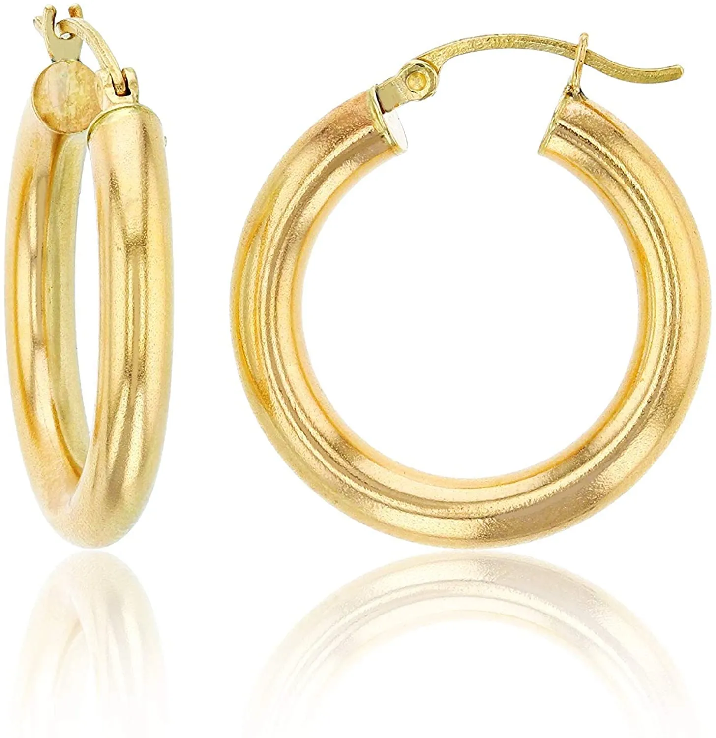 14Karat Simple Classic Real Solid Yellow Gold Hoops Earrings