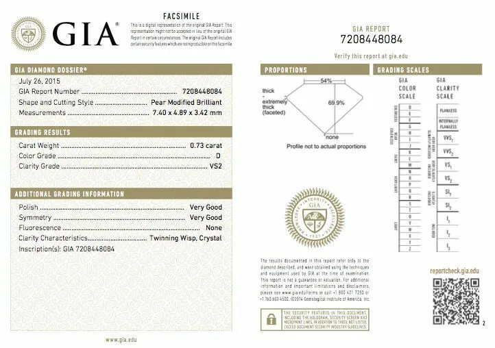 1.53 CTW Natural Diamonds D-VS2 Matched Pair GIA Certified Pear Shape Cut