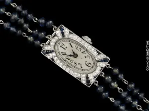 1910's Vacheron & Constantin Exquisite Art Deco Ladies Watch - Platinum, Diamonds, Sapphires & Emeralds