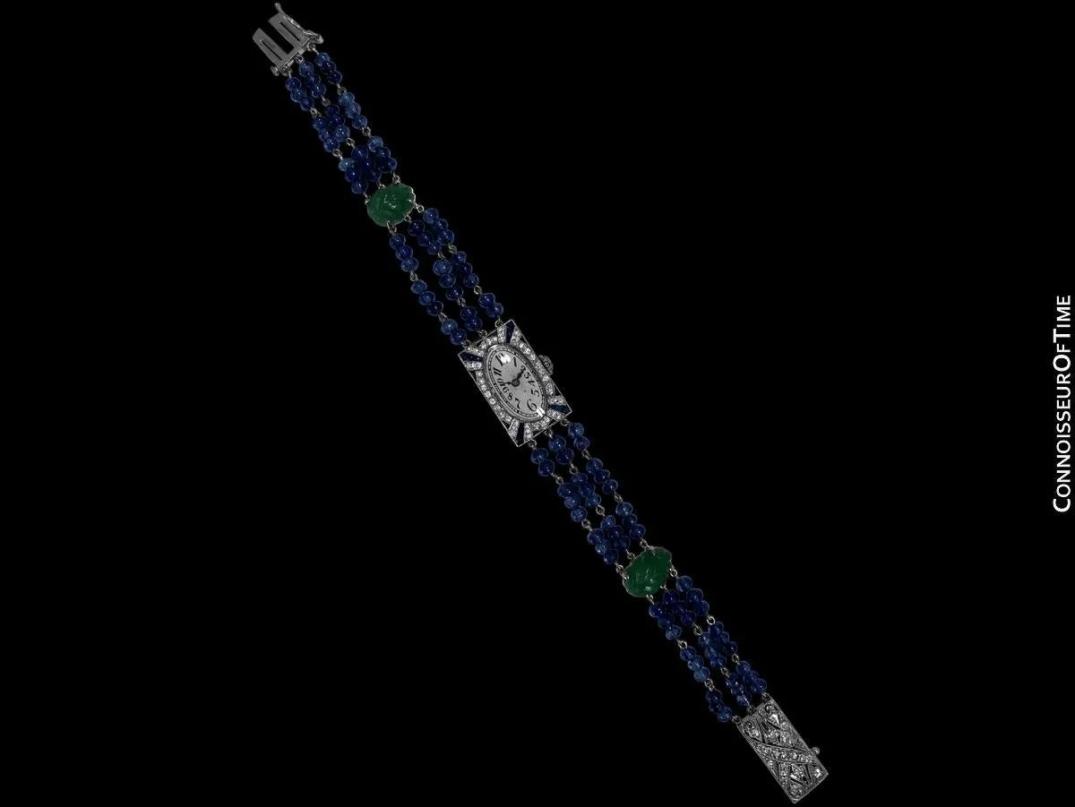 1910's Vacheron & Constantin Exquisite Art Deco Ladies Watch - Platinum, Diamonds, Sapphires & Emeralds