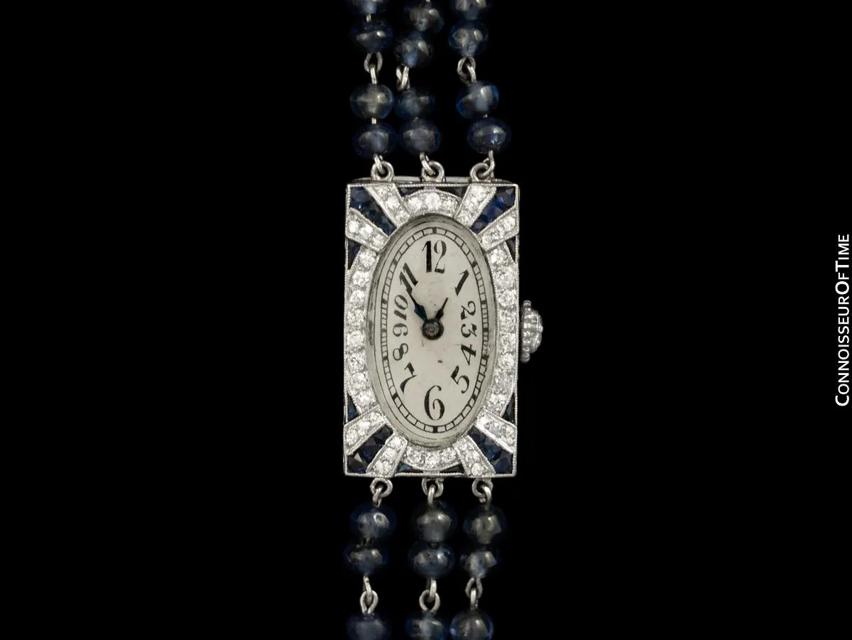 1910's Vacheron & Constantin Exquisite Art Deco Ladies Watch - Platinum, Diamonds, Sapphires & Emeralds