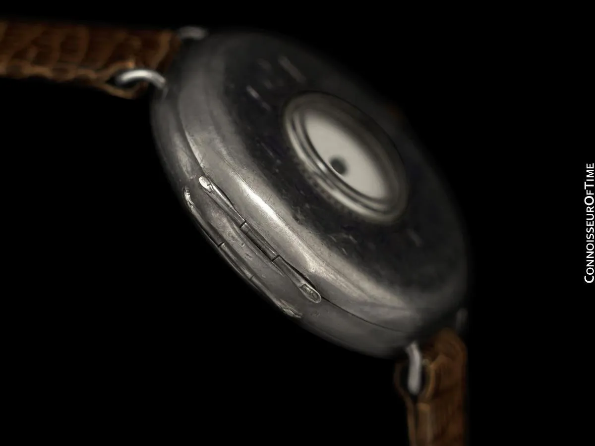 1914 Rolex Rare Vintage Mens World War I Era Military Officers Demi-Hunter Trench Watch - Sterling Silver