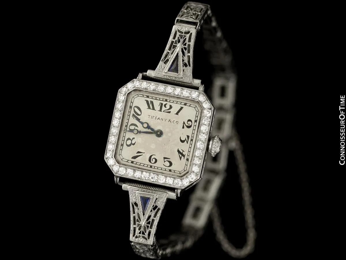 1920's Tiffany & Co. Ladies Vintage Art Nouveau / Art Deco Watch - Platinum & Diamonds