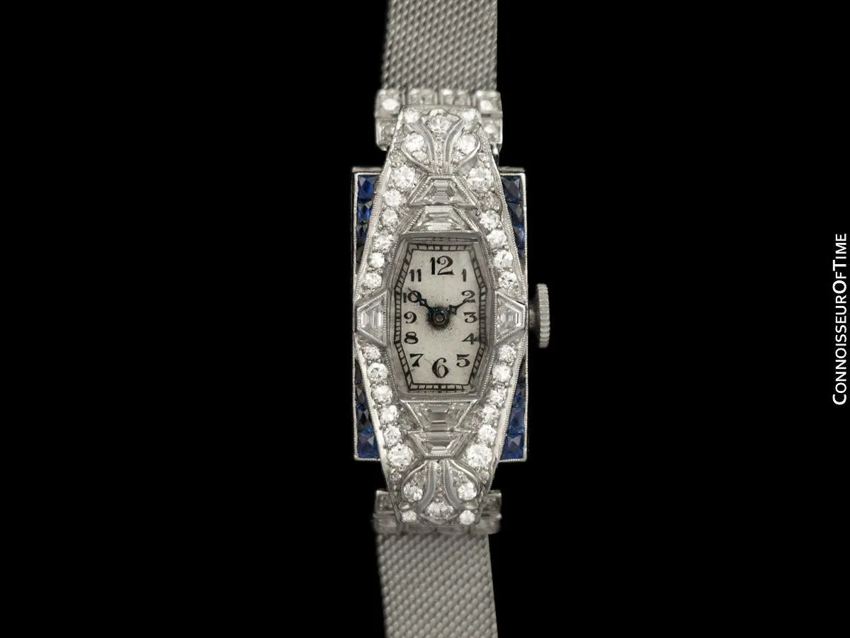 1920’s Vacheron & Constantin Very Rare & Exquisite Art Deco Ladies Watch - Platinum, Diamonds & Sapphires