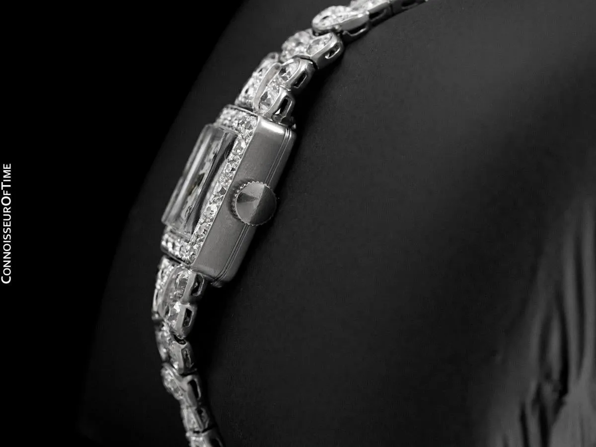 1930's Blancpain Vintage Ladies Cocktail Watch - Platinum with 6 Carats of Diamonds