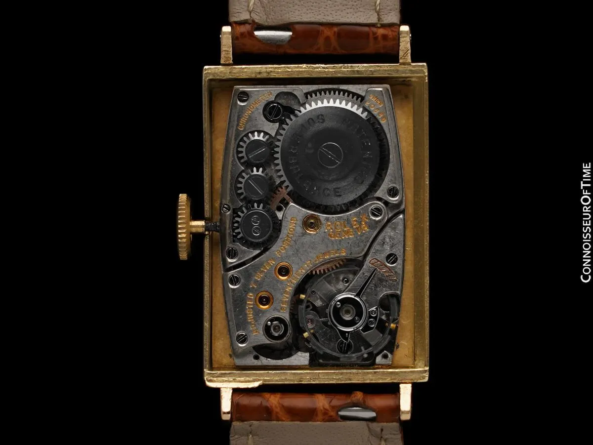1938 Rolex Art Deco Mens "Prince Elegante" Rectangular Watch - 14K Gold