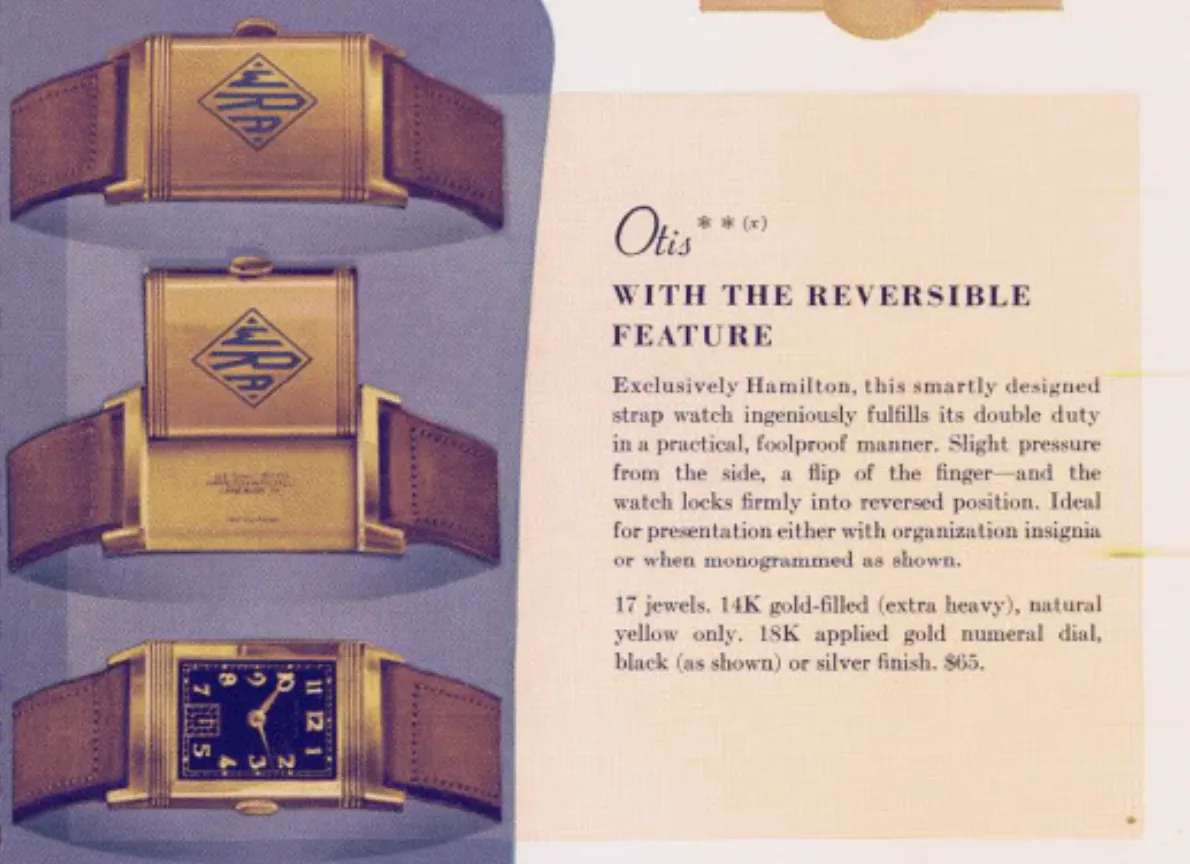 1939 Hamilton Otis Reverso Vintage Mens Watch "Studebaker" Cars - 14K Gold Filled