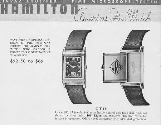 1939 Hamilton Otis Reverso Vintage Mens Watch "Studebaker" Cars - 14K Gold Filled