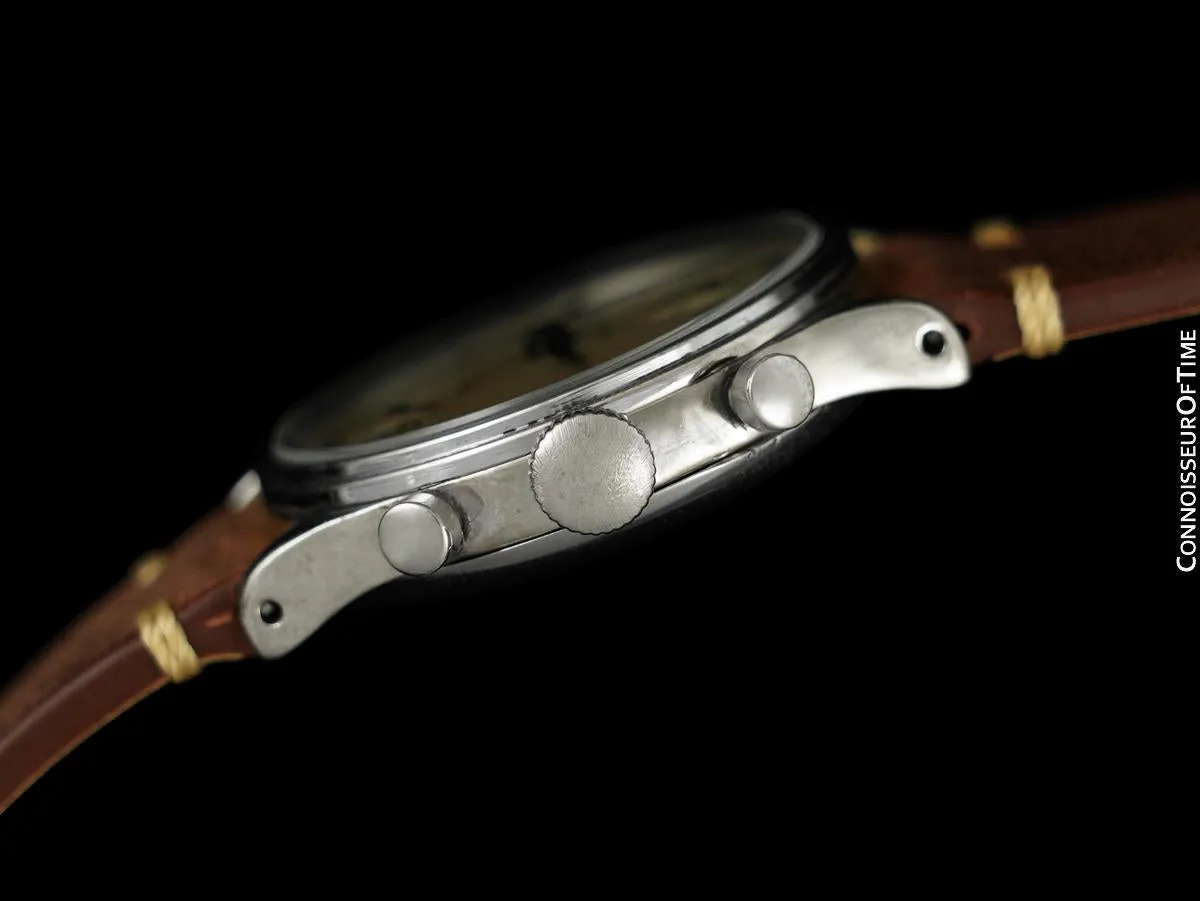 1940's Gallet Vintage Midsize Up & Down Chronograph - Chrome & Stainless Steel