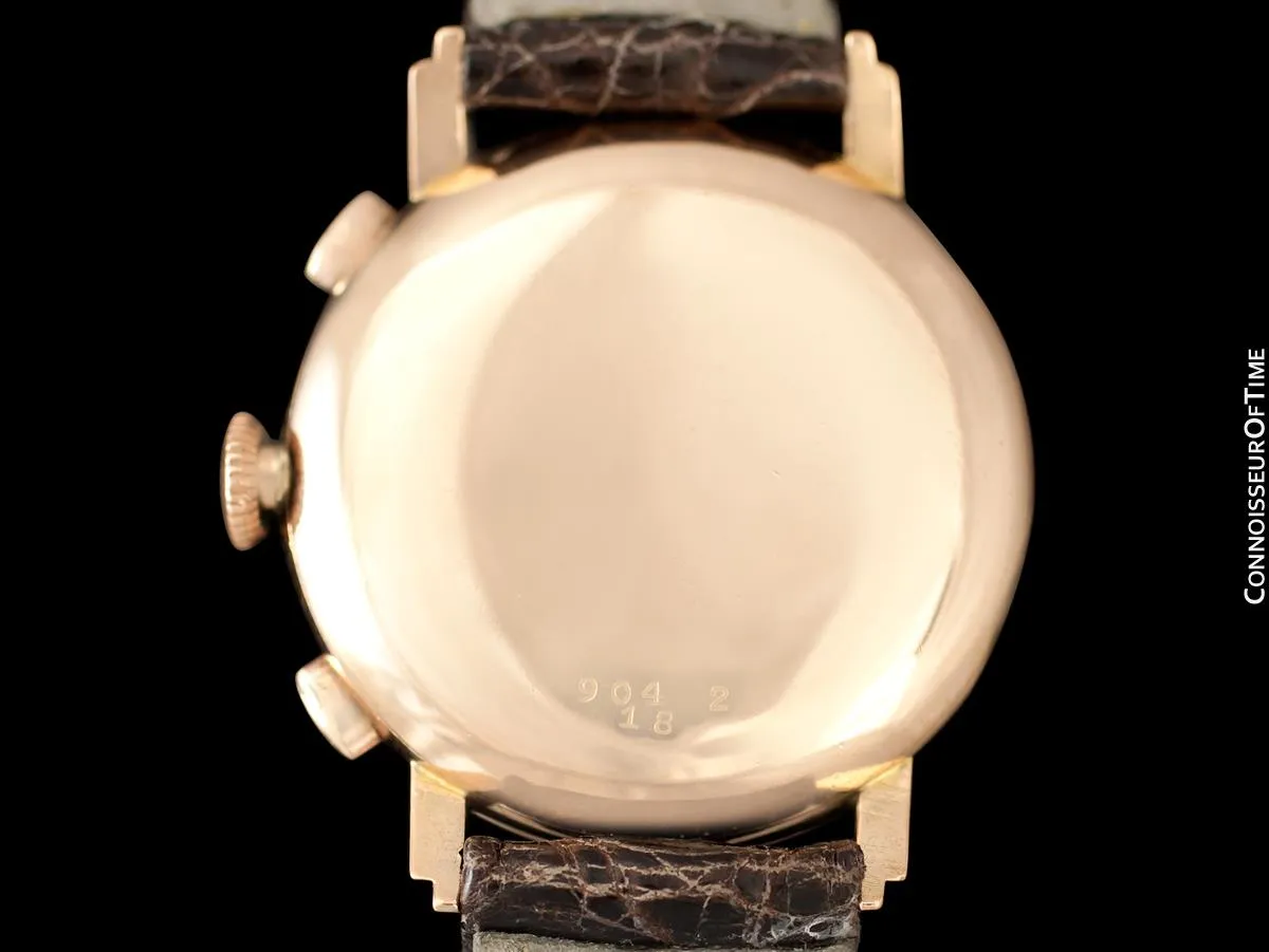 1940's Minerva Vintage Mens 13-20 Chronograph Watch with Special Lugs - 18K Rose Gold