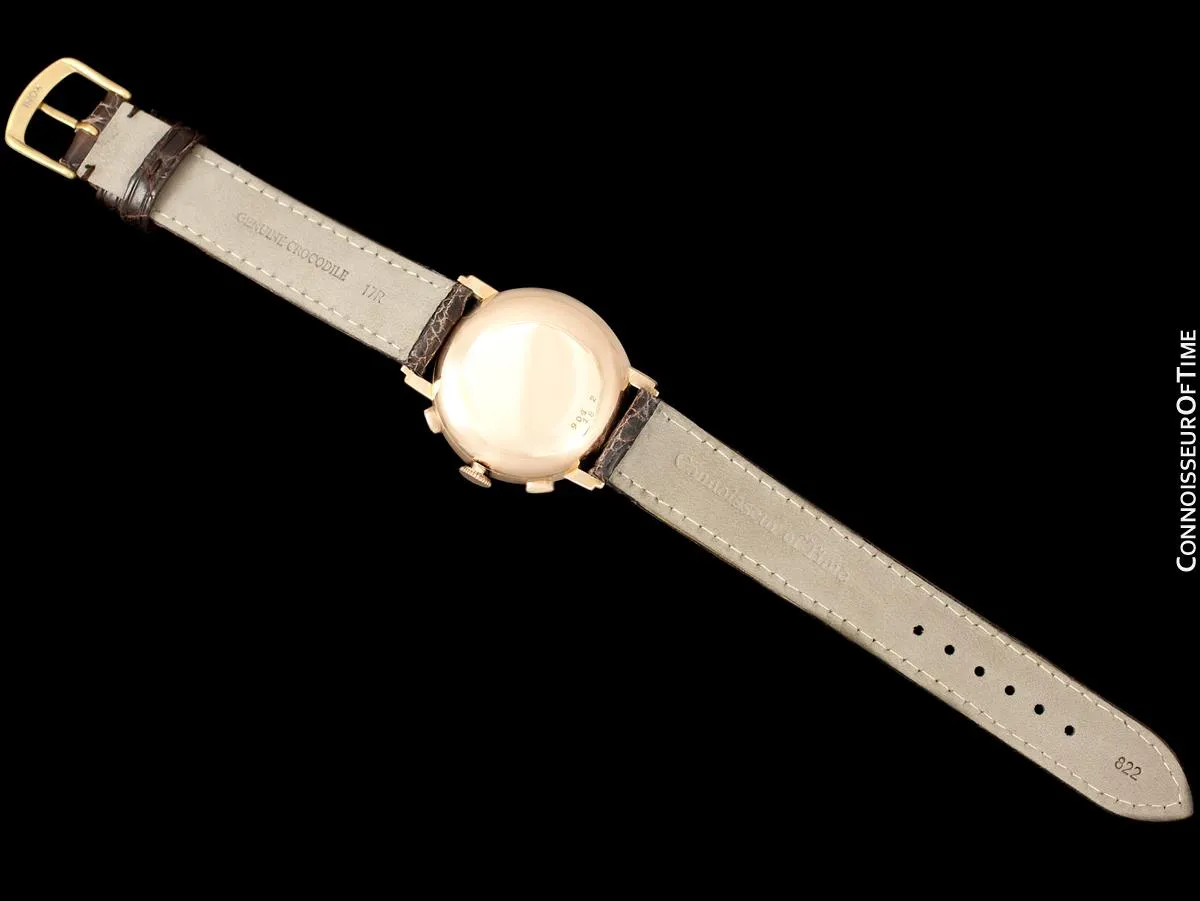 1940's Minerva Vintage Mens 13-20 Chronograph Watch with Special Lugs - 18K Rose Gold