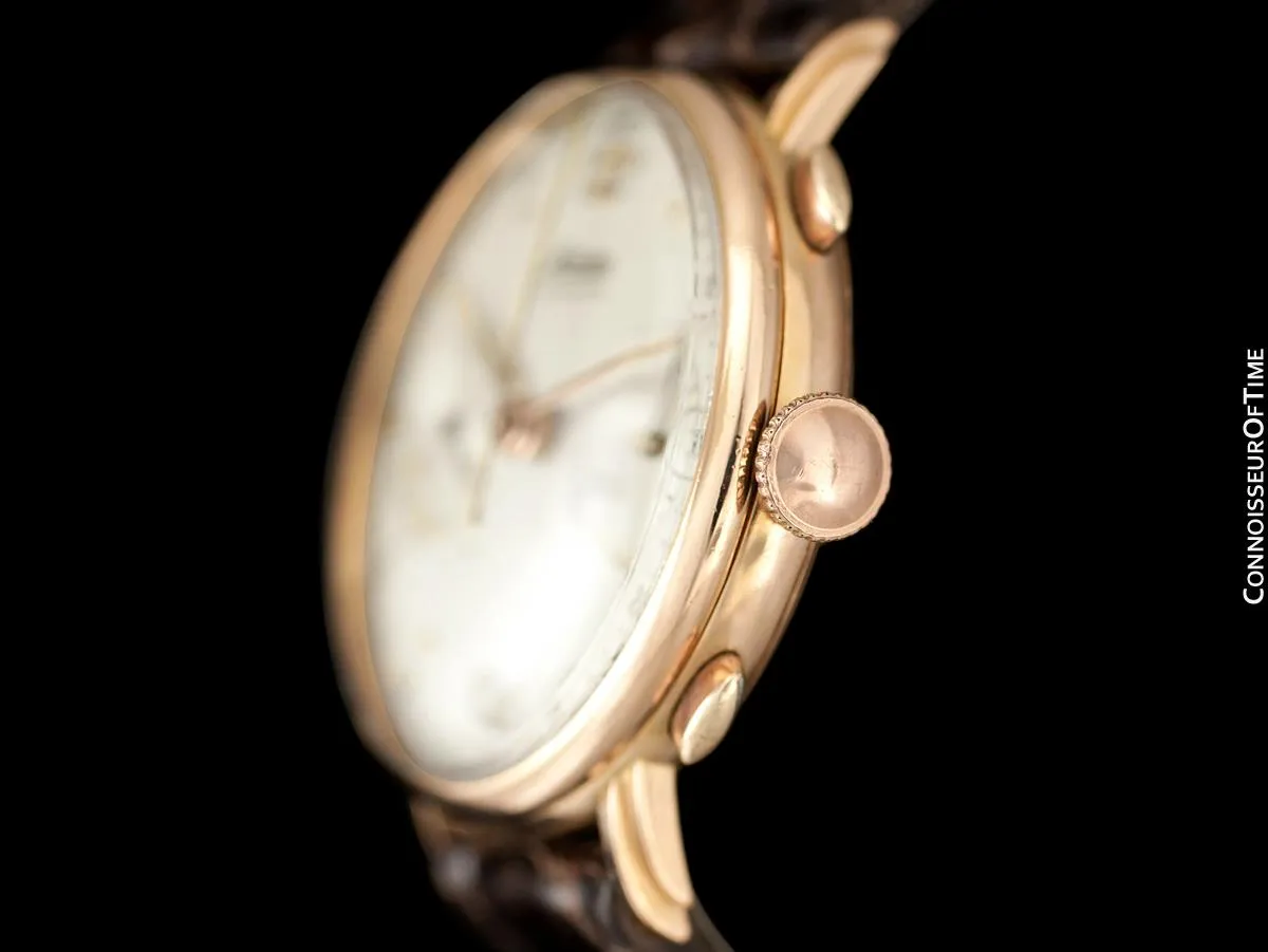 1940's Minerva Vintage Mens 13-20 Chronograph Watch with Special Lugs - 18K Rose Gold