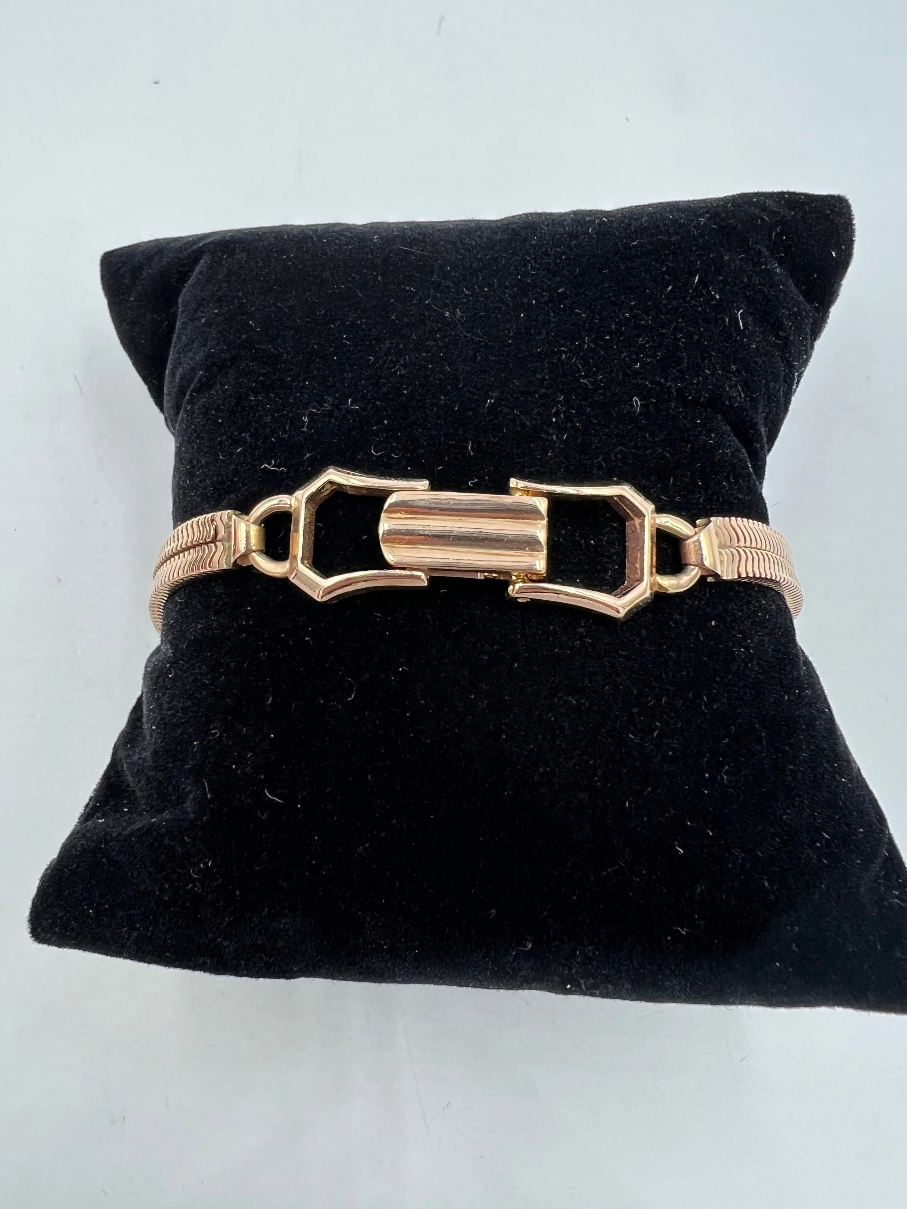 1940s Retro Pink Gold Citrine Ruby Diamond Wristwatch