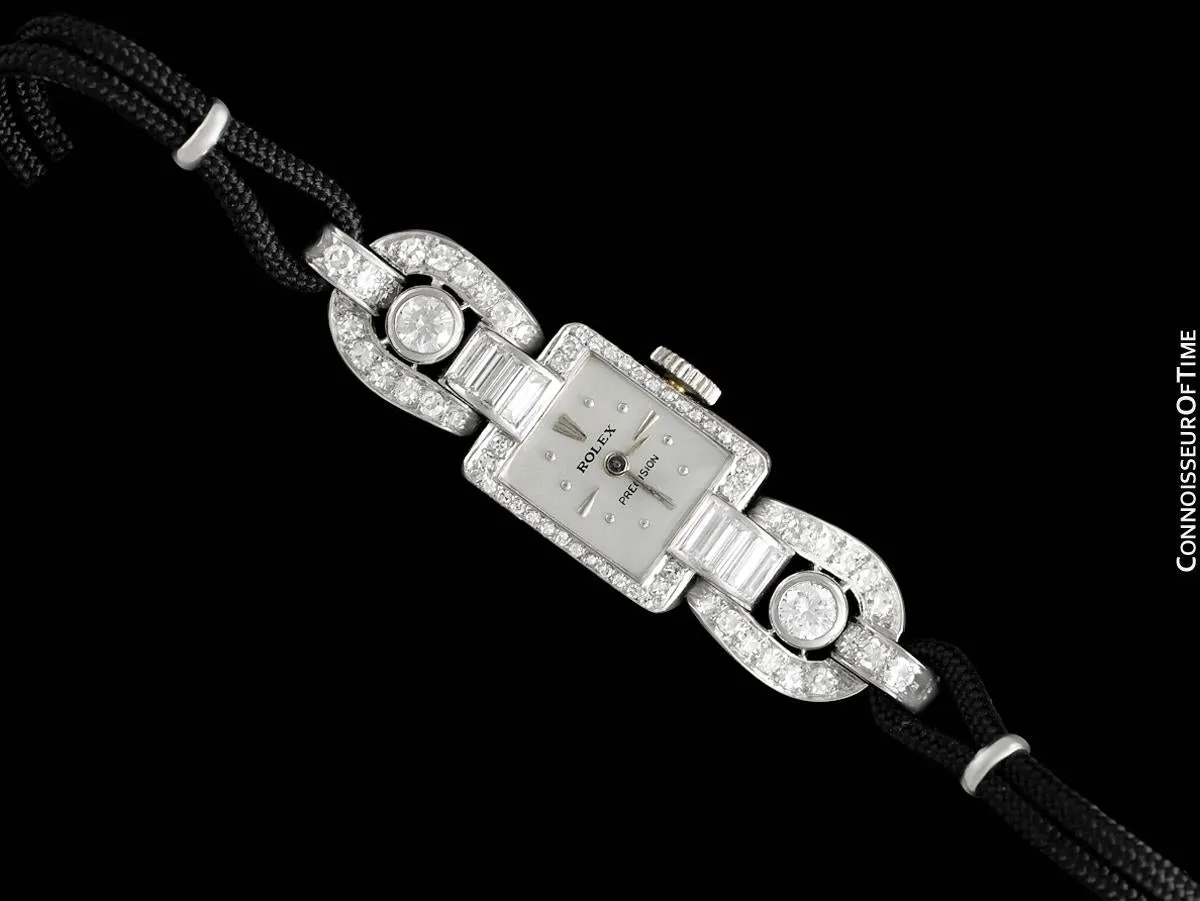 1940's Rolex Ladies Vintage Cocktail Watch - Platinum with 3 Carats of Diamonds