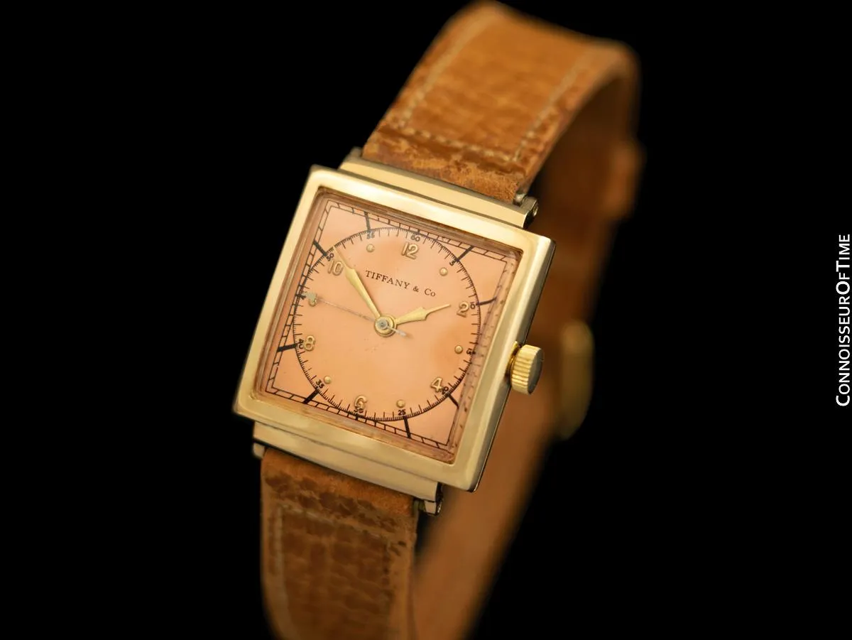 1940's Tiffany & Co. Mens Midsize Vintage Precision Seconds Watch - 14K Rose Gold
