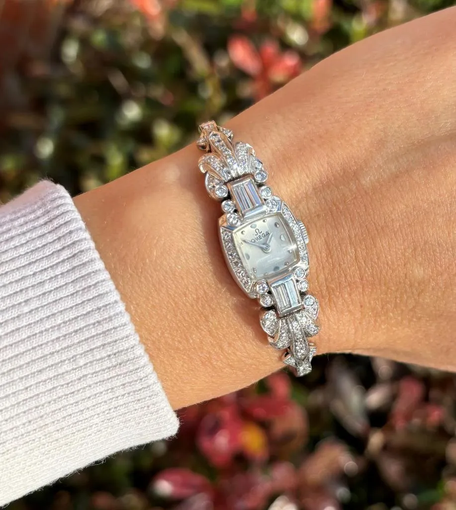 1940's Vintage Ladies Watch with Omega Movement - Platinum and Over 2 Carats of Diamonds