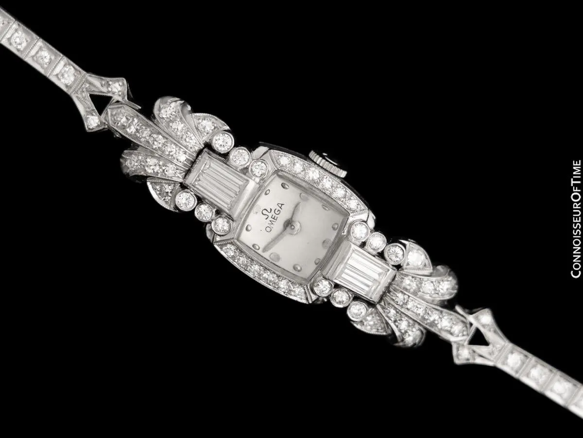 1940's Vintage Ladies Watch with Omega Movement - Platinum and Over 2 Carats of Diamonds