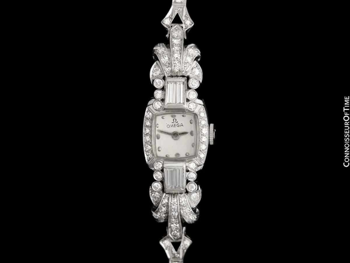 1940's Vintage Ladies Watch with Omega Movement - Platinum and Over 2 Carats of Diamonds