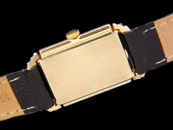 1944 Jaeger LeCoultre Vintage Mens Rectangular Watch - 14K Gold