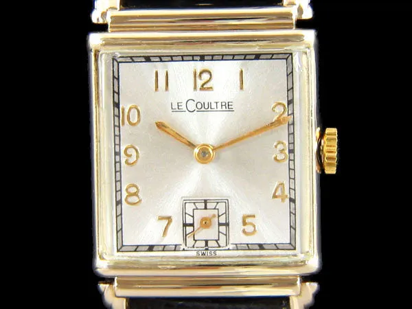 1944 Jaeger LeCoultre Vintage Mens Rectangular Watch - 14K Gold