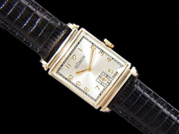 1944 Jaeger LeCoultre Vintage Mens Rectangular Watch - 14K Gold