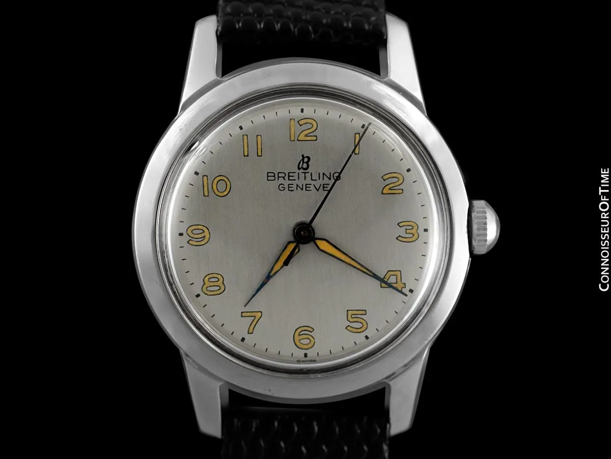 1947 Breitling Vintage Mens Midsize Military Style Watch - Stainless Steel