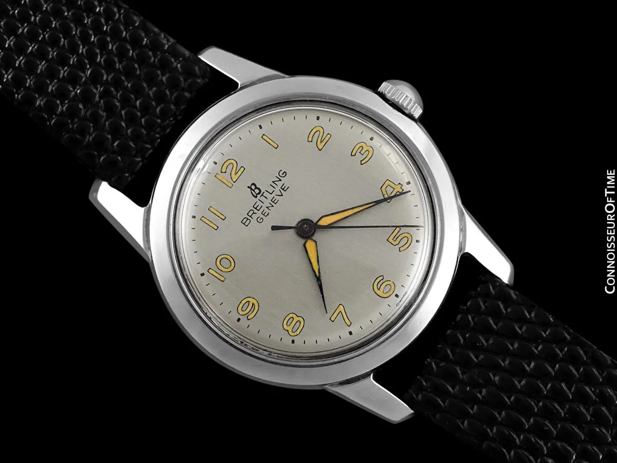 1947 Breitling Vintage Mens Midsize Military Style Watch - Stainless Steel