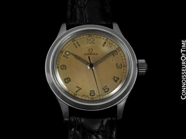 1947 Omega Vintage Ref. 2179/4 Large Mens Watch, Stainless Steel - Military Style Watch