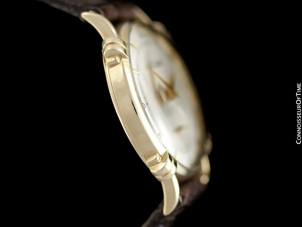 1948 Jaeger-LeCoultre Vintage Mens Midsize Watch, Beautiful Case - 14K Gold
