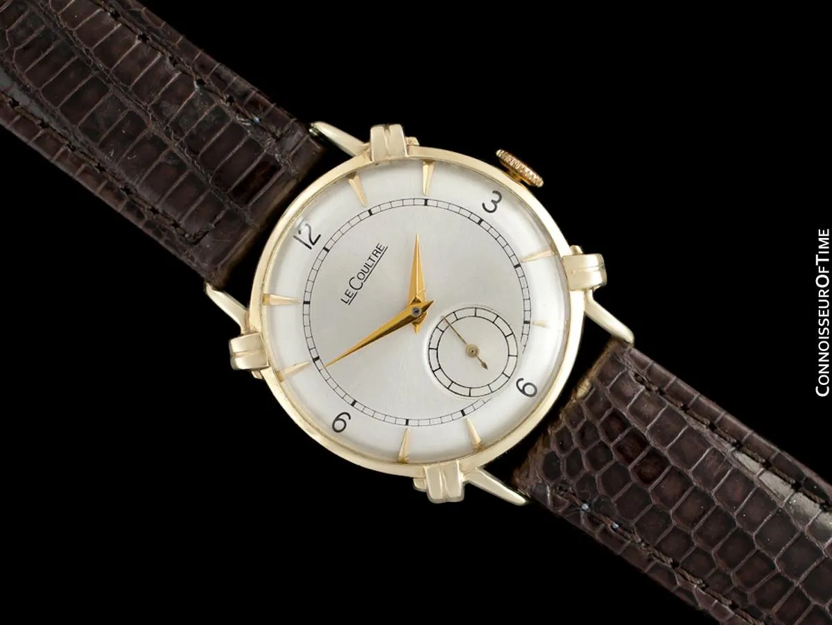 1948 Jaeger-LeCoultre Vintage Mens Midsize Watch, Beautiful Case - 14K Gold