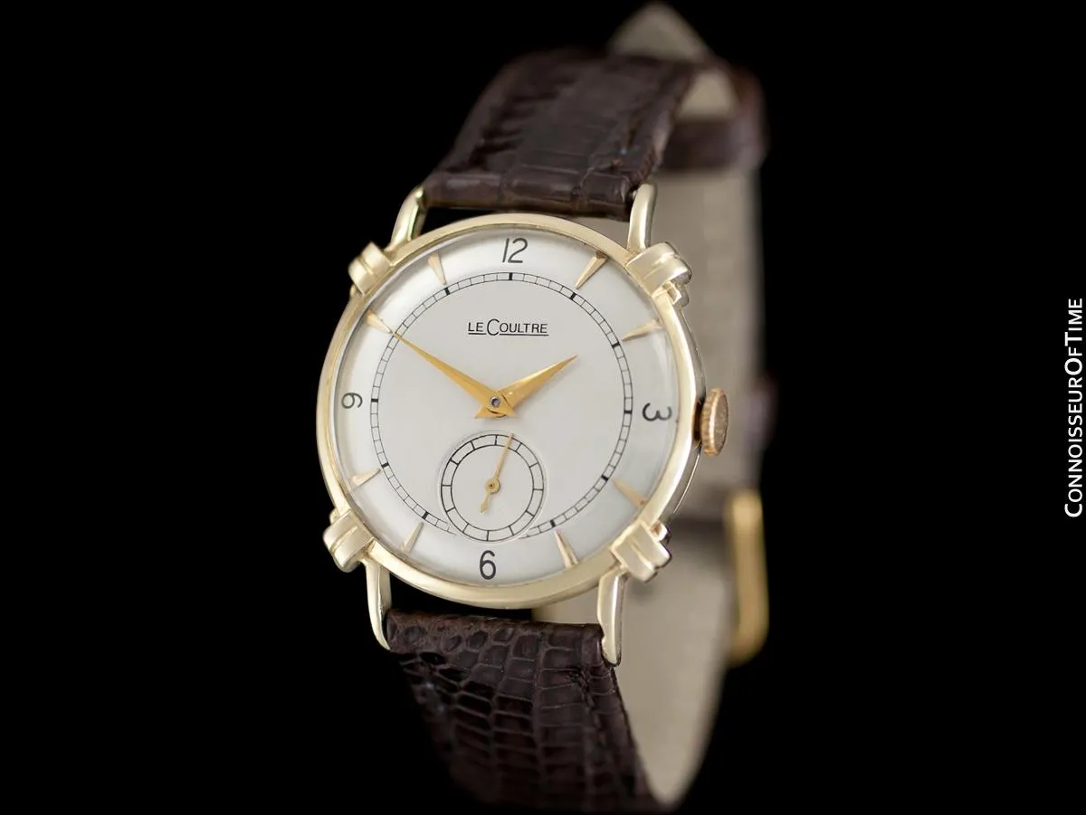 1948 Jaeger-LeCoultre Vintage Mens Midsize Watch, Beautiful Case - 14K Gold