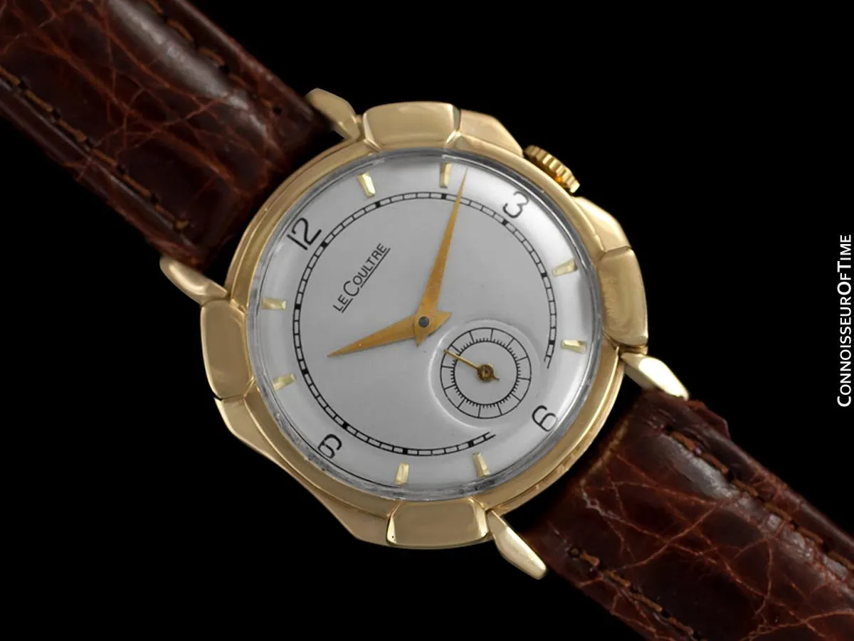 1948 Jaeger-LeCoultre Vintage Mens Watch, Rare Case, 14K Gold - The Pershing