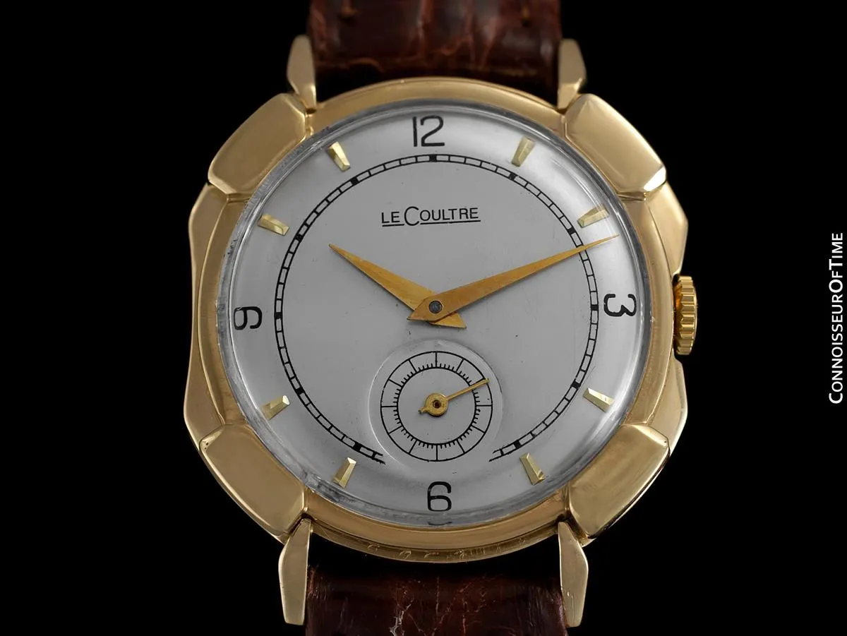 1948 Jaeger-LeCoultre Vintage Mens Watch, Rare Case, 14K Gold - The Pershing