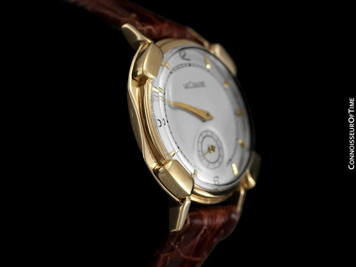 1948 Jaeger-LeCoultre Vintage Mens Watch, Rare Case, 14K Gold - The Pershing