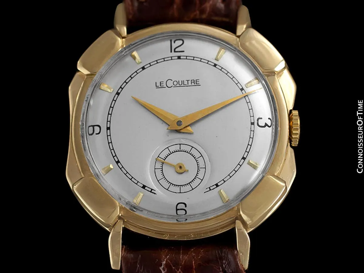 1948 Jaeger-LeCoultre Vintage Mens Watch, Rare Case, 14K Gold - The Pershing