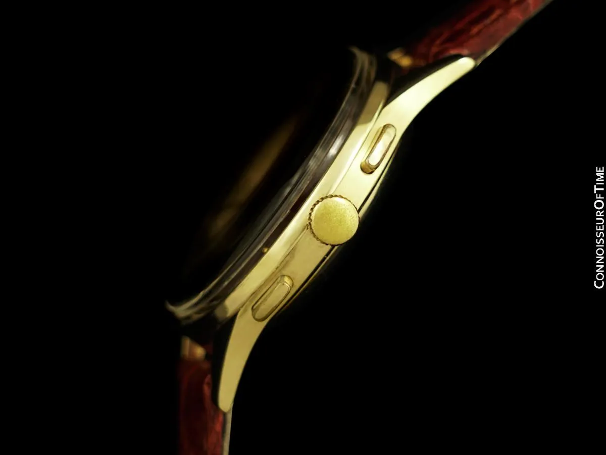 1950's Heuer Vintage Valjoux 23 Chronograph Mens Watch with Gorgeous Dial - 14K Gold