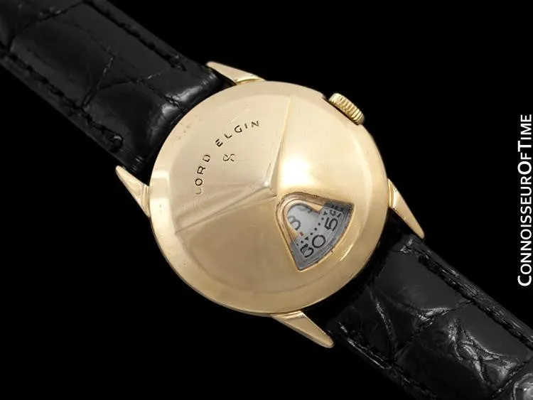 1950's Lord Elgin Direct Read "Chevron" Digital Jump Hour Watch - 14K Gold Filled